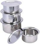 8 Pieces Stainless Steel Cookware Set Serving Dishes With Covers And Mirror Polish- Silver