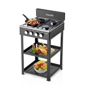 Saachi 2 Gas + 2 Hotplates Table Top Cooker With Shelves