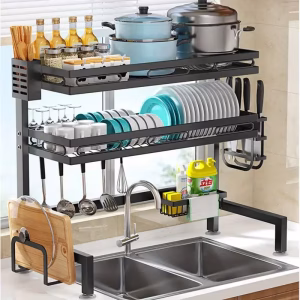 Over The Sink Kitchen Drying Rack - Black