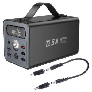 Hoco J138 Distant Power bank with ultra large 60000mAh capacity. Dual Type-C input. 22.5W + PD20W +DC 12V, Type-C and triple USB-A output. LED digital display of power level. With LED lamp and handle. Supports fast charging protocols