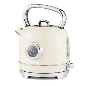 Geepas GK38074-CR Electric Kettle, 1.8L Stainless Steel, 3000w Fast Boil, Water-Level Indicator, Auto Shut-Off, Cream
