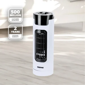 GEEPAS Mini Tower Fan | Portable Oscillating Cooling 3 Speeds With 7.5H Timer | Ideal for Home Offices Bedroom Desktop with Carry Handle | Compact Energy Efficient | 2 Year Warranty 30W GF21174 UK – White