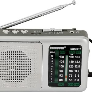 Geepas Rechargeable Radio with Bluetooth- GR13017| BT/FM/AM/SW/TF and 3 Band Radio| DC 3V| Perfect for Home, Office, Club, Etc. Retro Design and Premium-Quality