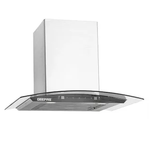 Geepas 60cm GHD601 Curved Glass Hood – 750m3/h Suction Kitchen Extractor with LED Lighting