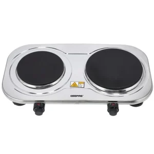 Geepas Electric Double Hotplate w/ Indicator Light, Adjustable Temperature Control, Overheat Protection | GHP32024