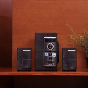 Geepas GMS8585 2.1 Channel Multi-Media Speaker System | 30000W PMPO Sound| Bluetooth | USB/SD/FM | LED Display | Remote Control | Built-in Amplifier | 2-Year Warranty